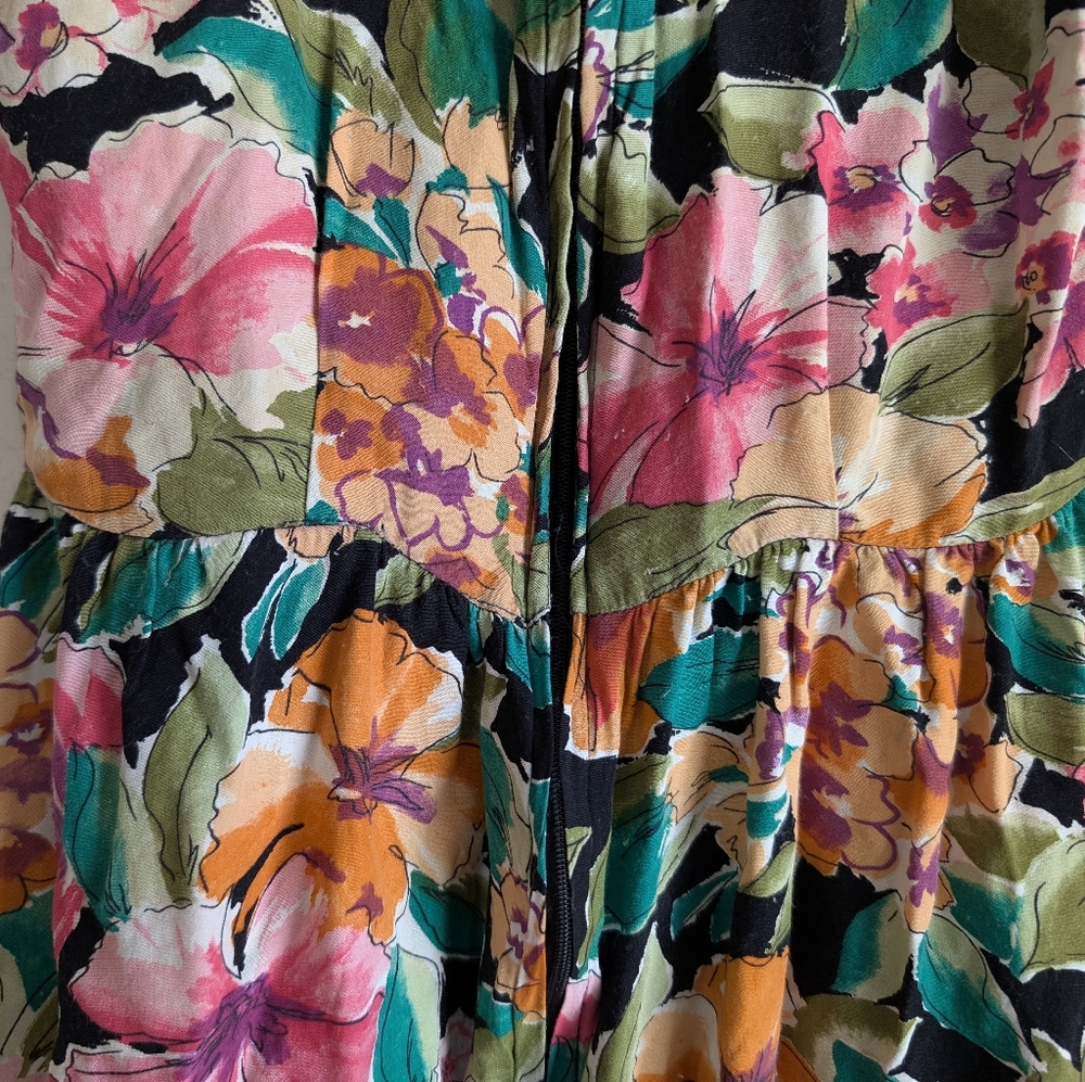Vintage R.J. Stevens By Carol Escritor Sleeveless Floral Midi Dress Size 4 - Picture 6 of 9